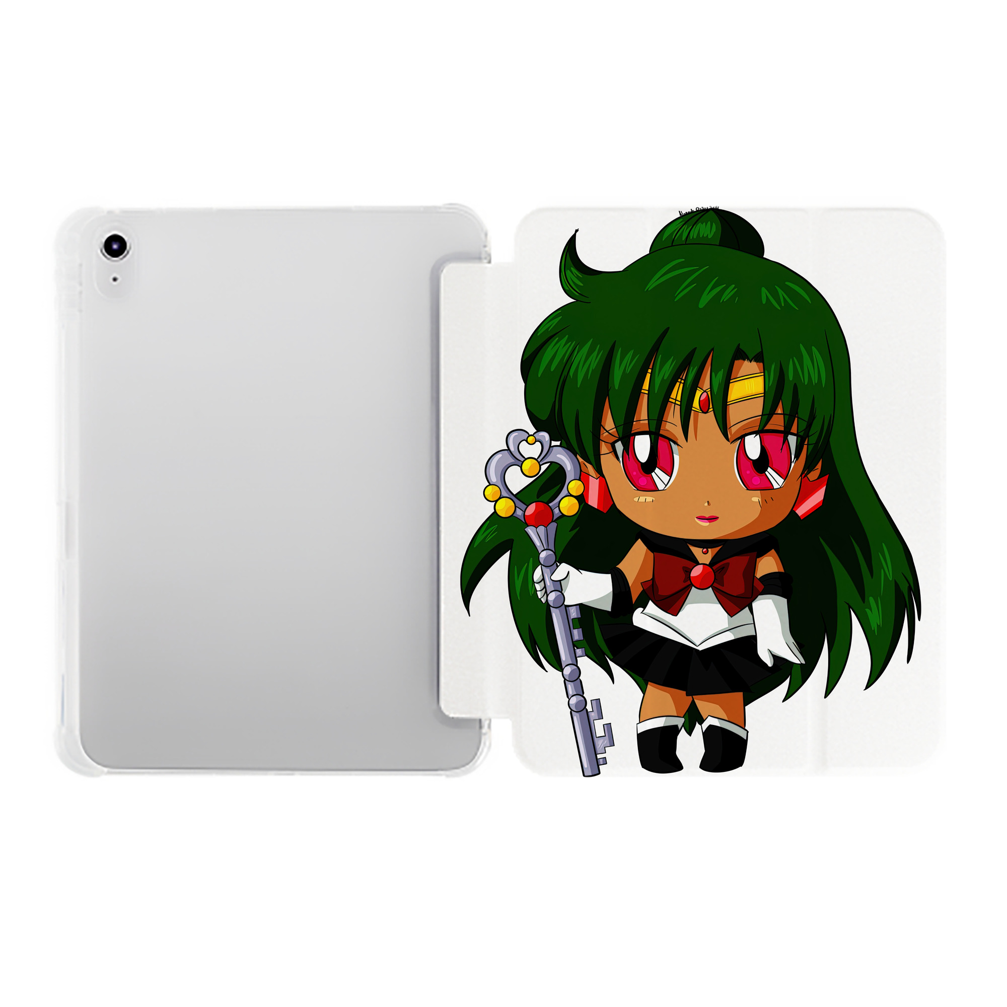 （画像用） 美少女戦士セーラームーン 冥王せつな Sailor Moon Meiou Setsuna IPad ケース ペン収納付き 三つ折りスタンド PUレザー×シリコン 対応機種9.5/10.5/10.9インチ